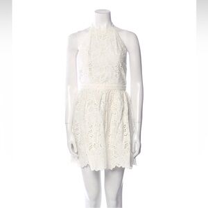 Elegant White Lace Halter Dress